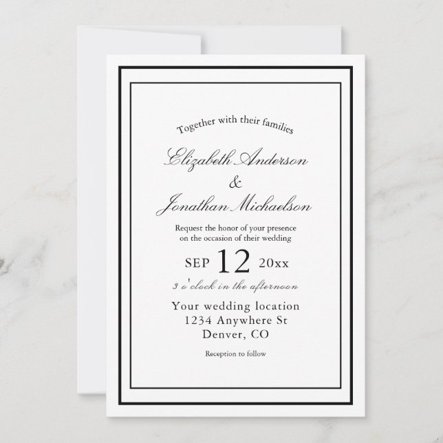 Elegant minimalistisk Bröllop Inbjudningar (Framsida)