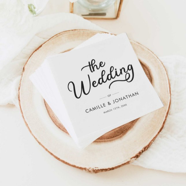 Elegant minimalistisk Bröllop Pappersservett (Elegant Modern Wedding Personalized Paper Napkins)