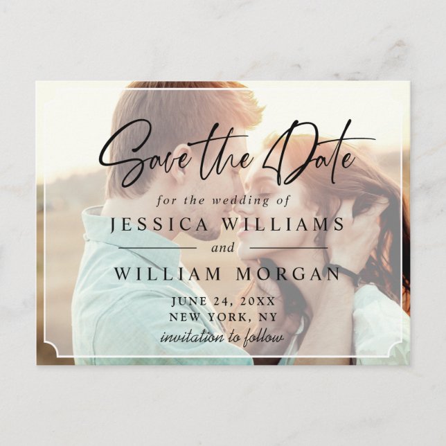Elegant-minimalistisk Bröllop spara datum-FOTO Vykort (Framsida)