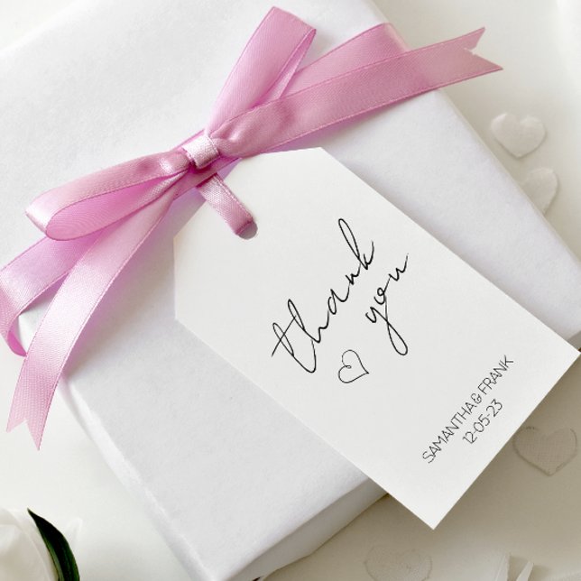 Elegant minimalistisk Bröllop Tack Presentetikett (Minimalist Wedding Thank You Tag)