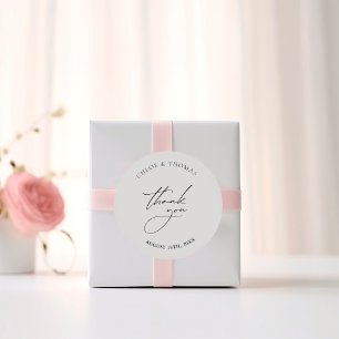 Elegant minimalistisk Bröllop Tack Runt Klistermärke