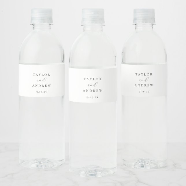 Elegant minimalistisk Bröllop Vattenflaska Etikett (Flaskor)