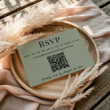 Elegant minimalistisk bröllops-RSVP-kort med QR-ko