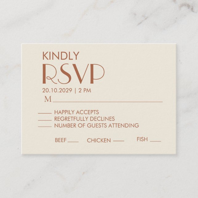 Elegant minimalistisk bröllops-RSVP-kort - Neutral Tilläggskort (Framsida)