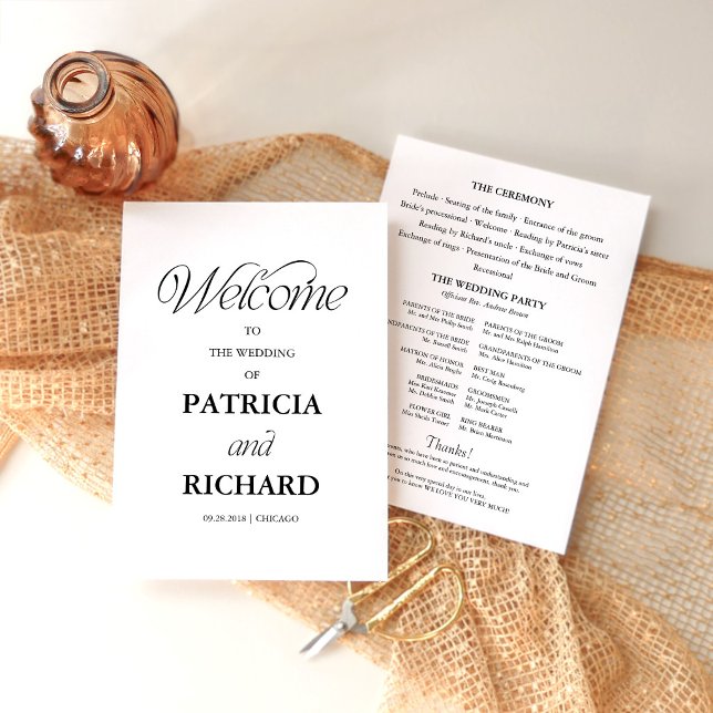 Elegant Minimalistisk Bröllopsceremoni Program (Skapare uppladdad)