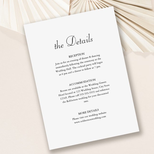 Elegant Minimalistisk Bröllopsdetaljkort Inbjudningar (Elegant Minimalist Wedding Details Card on dusty rose background.)