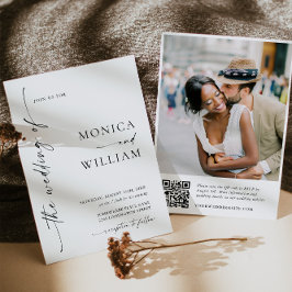 Elegant minimalistisk bröllopsfoto QR-kod Inbjudningar