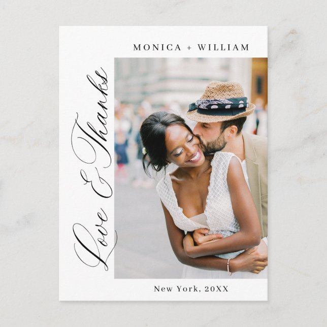 Elegant minimalistisk bröllopsfoto tack vykort (Framsida)