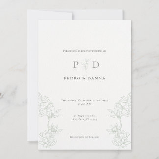 Elegant minimalistisk bröllopsinbjudan inbjudningar