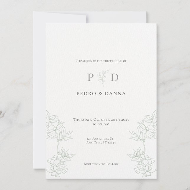 Elegant minimalistisk bröllopsinbjudan inbjudningar (Framsida)