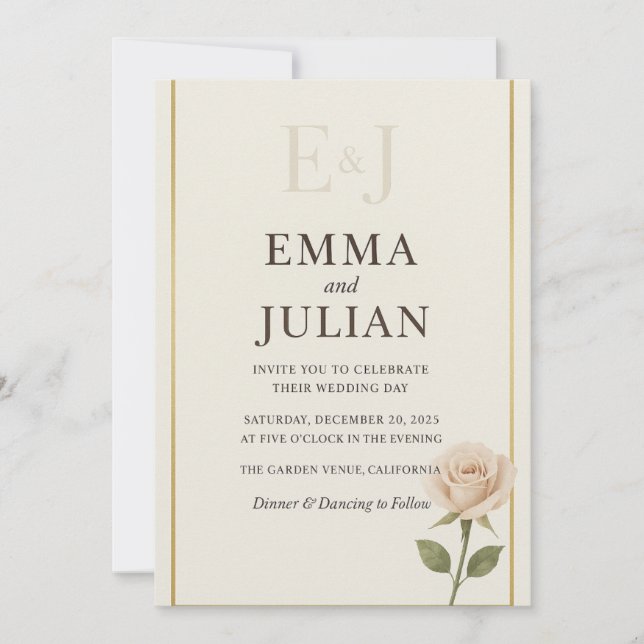 Elegant minimalistisk bröllopsinbjudan  inbjudningar (Framsida)