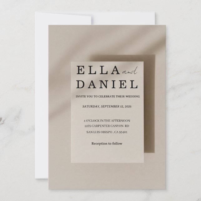 Elegant minimalistisk bröllopsinbjudan inbjudningar (Framsida)