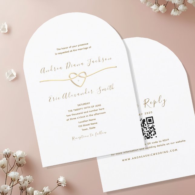 Elegant minimalistisk bröllopsinbjudan med QR-kod Inbjudningar (Skapare uppladdad)