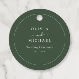 Elegant minimalistisk bröllopsinbjudan mörkgrön  gåvor etiketter