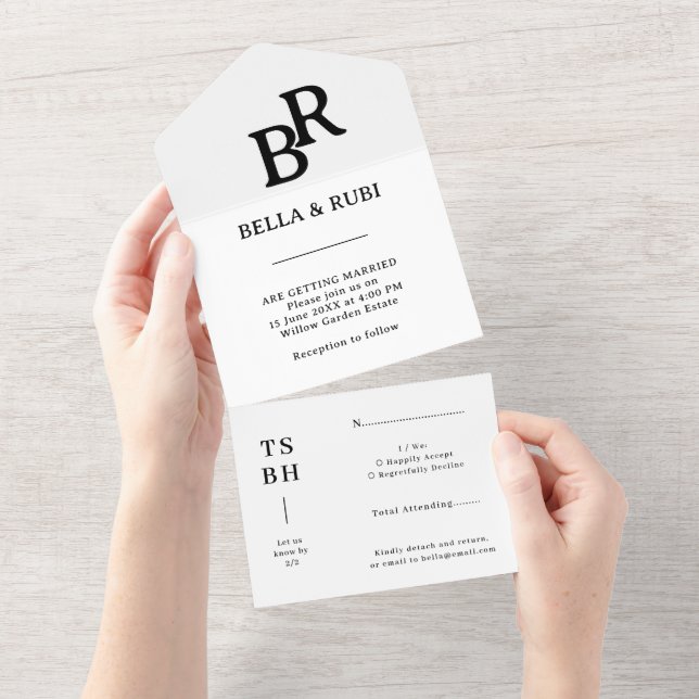 Elegant minimalistisk bröllopsmonogramdesign (Avrivbar del)