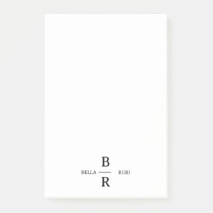 Elegant minimalistisk bröllopsmonogramdesign post-it block