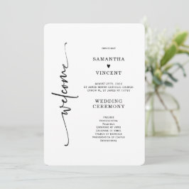 Elegant minimalistisk bröllopsprogrammall inbjudningar