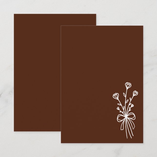 Elegant Minimalistisk Brun Bröllopsinbjudan Inbjudningar (Fram/baksida)