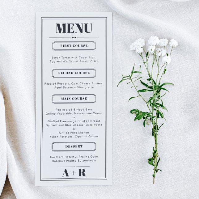 Elegant Minimalistisk Chic Bröllop Menu Meny (Skapare uppladdad)
