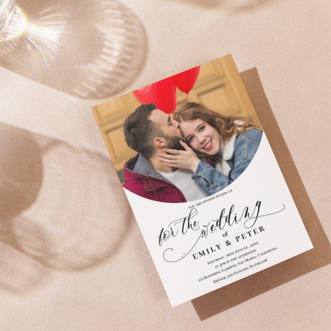 Elegant - minimalistisk Chic Foto Bröllop Inbjudningar (Elegant Minimalist Chic Photo Wedding Invitation)