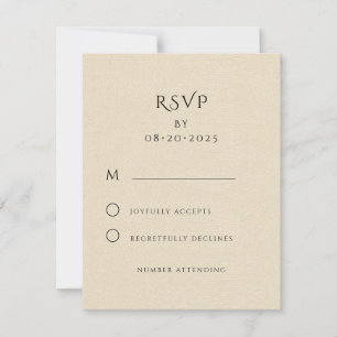 Elegant Minimalistisk Cream Linen Effect Bröllop OSA Kort