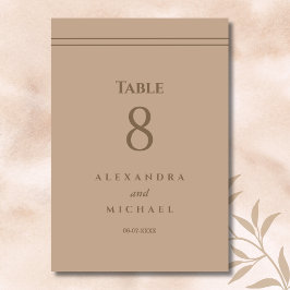 Elegant Minimalistisk Cream Taupe Bröllop Bordsnummer