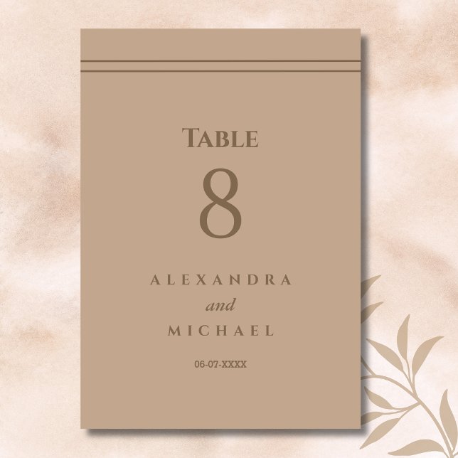 Elegant Minimalistisk Cream Taupe Bröllop Bordsnummer (Skapare uppladdad)