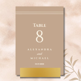 Elegant Minimalistisk Cream Taupe Bröllop Bordsnummer
