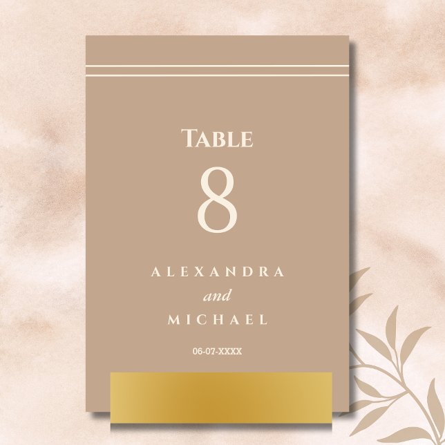 Elegant Minimalistisk Cream Taupe Bröllop Bordsnummer (Skapare uppladdad)