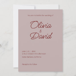 Elegant minimalistisk damm Ro Bröllop Inbjudningar