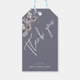 Elegant minimalistisk dammig grått vattenfärg Tack Presentetikett