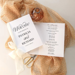 Elegant minimalistisk DIY-vigselprogram i veckat u