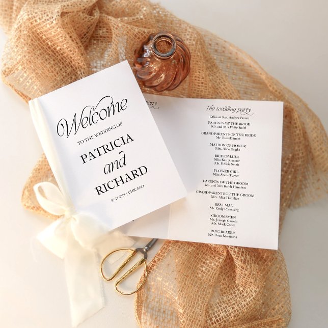Elegant minimalistisk DIY-vigselprogram i veckat u (Skapare uppladdad)