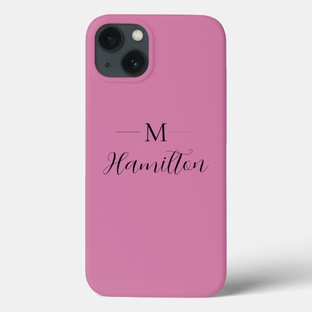 Elegant Minimalistisk djup Rosa Monogram Namn (Baksida)