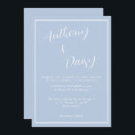 Elegant Minimalistisk Dusty Blue White Gräns Bröll Inbjudningar<br><div class="desc">Bröllbjudan till elegantens minimalistiska Dusty Blue White Gräns-bröllop</div>