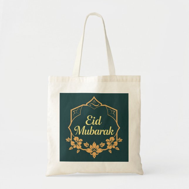 Elegant minimalistisk Eid Mubarak-handelsväska Tygkasse (Framsidan)