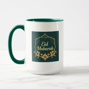 Elegant minimalistisk Eid Mubarak-mugg – smaragdgr Mugg