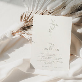 Elegant Minimalistisk Elfenbenskusten och Olive Bl Inbjudningar