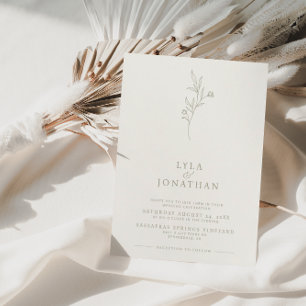 Elegant Minimalistisk Elfenbenskusten och Olive Bl Inbjudningar
