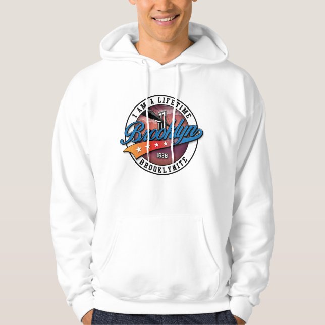 Elegant - Minimalistisk enkel Brooklyn Logotyp Des Hoodie (Framsida)