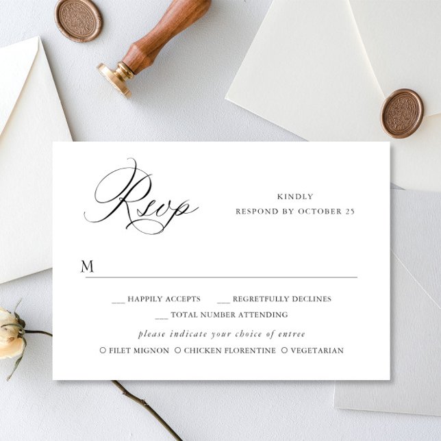 Elegant Minimalistisk enkel Calligraphy Black Whit OSA Kort (Skapare uppladdad)