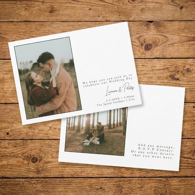 Elegant minimalistisk enkel foto Bröllop Inbjudningar (Elegant Minimalist Simple Photo Wedding Invitation)