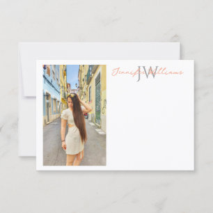 elegant minimalistisk enkel modern foto monogram anteckningskort