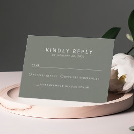 Elegant minimalistisk enkel olivolja grått bröllop OSA kort