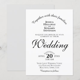 Elegant minimalistisk enkel svart och vit Bröllop Inbjudningar