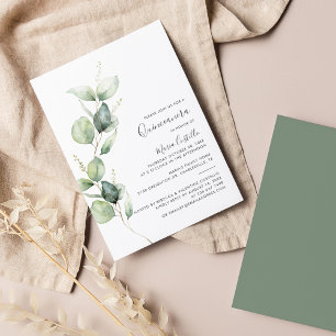 Elegant Minimalistisk eukalyptus Quinceanera Inbjudningar
