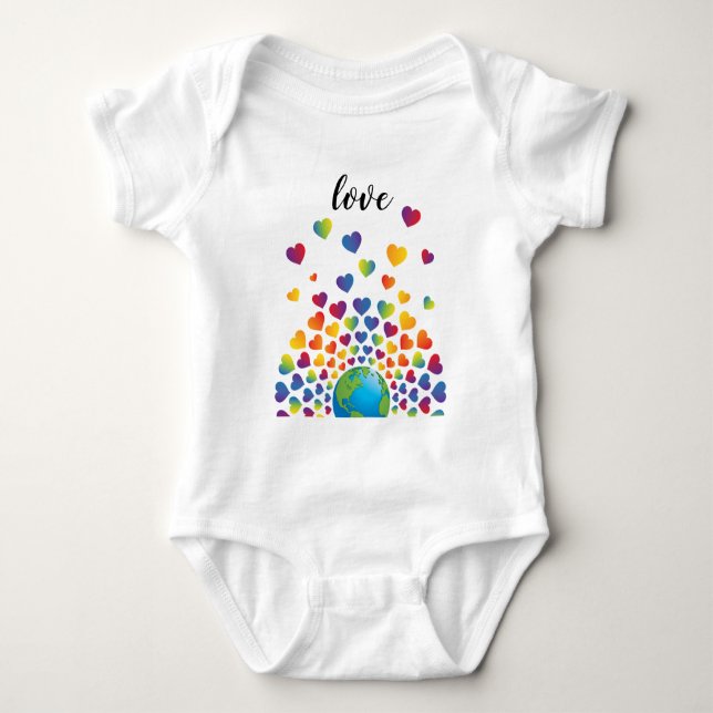 Elegant minimalistisk färgrik regnbåge hjärtdesign t shirt (Framsida)