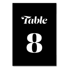 Elegant Minimalistisk fet kalligrafi, svart Bröllo Bordsnummer