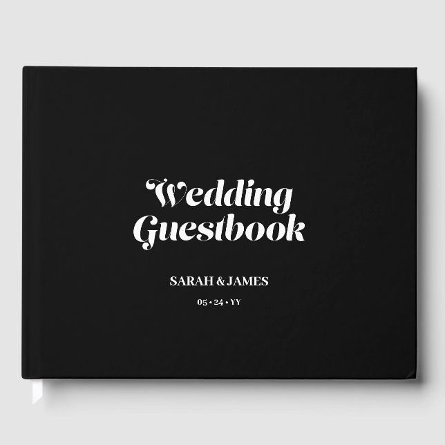 Elegant Minimalistisk fet kalligrafi, svart Bröllo Gästböcker (Framsida)