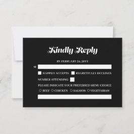 Elegant Minimalistisk fet kalligrafi, svart Bröllo OSA Kort